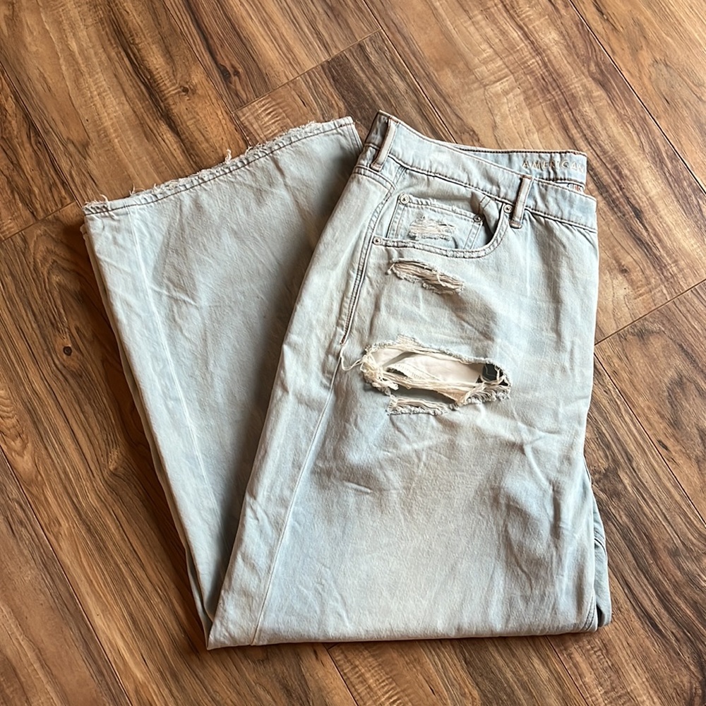 American Eagle Outfitters Skate Jean Light Wash Distressed 20 short